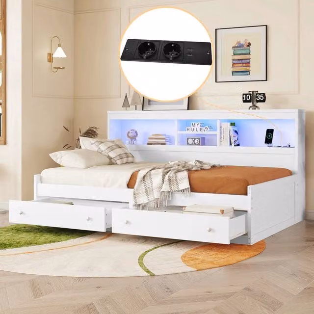 Letto giorno funzione divano letto truciolare bianco 90x200 cm