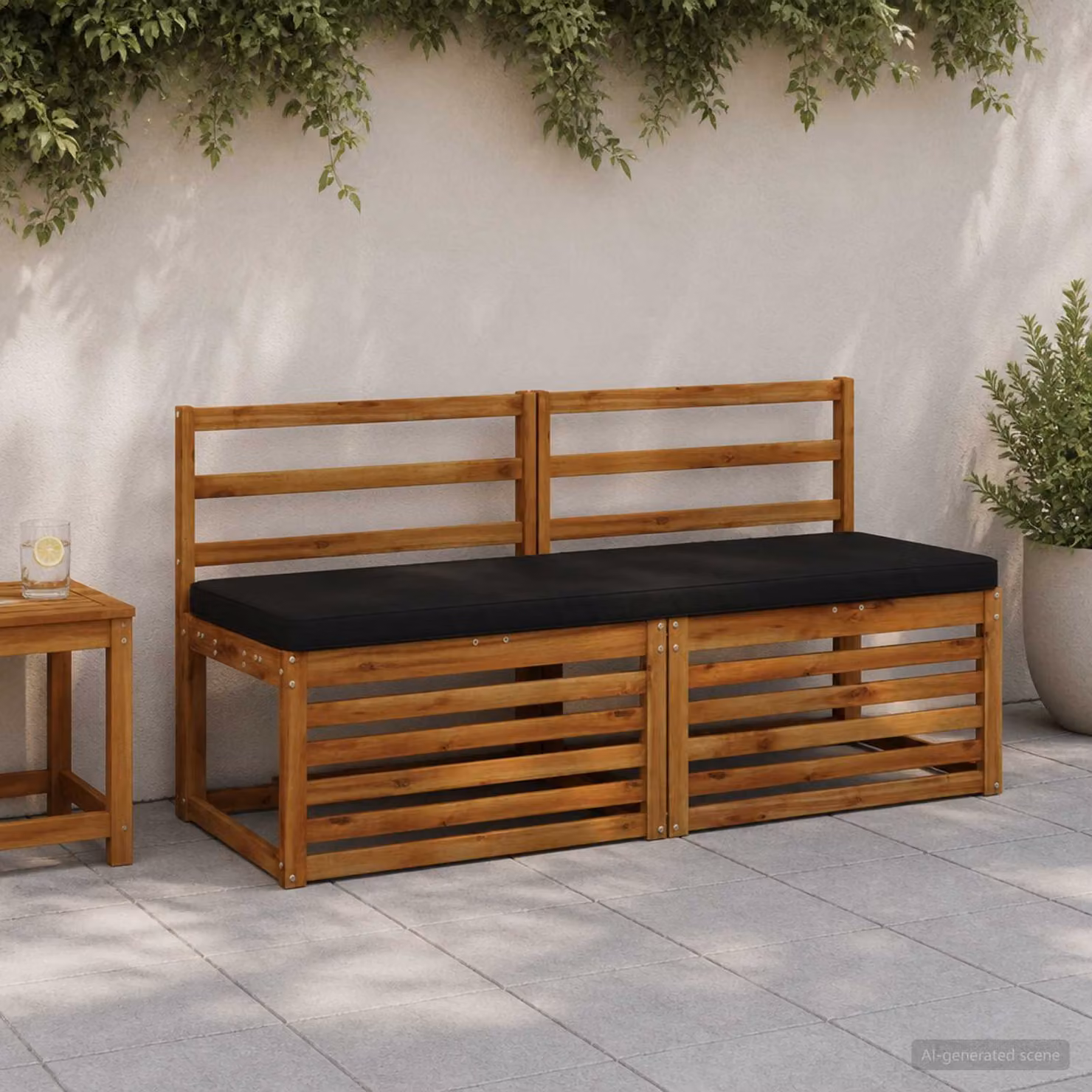Cuscino per Panchina vidaXL Nero in Poliestere con Rivestimento Rimovibile e Resistente ai Raggi UV