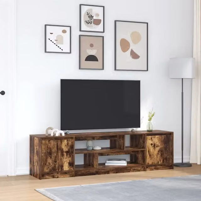 Mobile Porta TV moderno vidaXL in legno color rovere fumo L: 188,5 cm, P: 41 cm, H: 50 cm