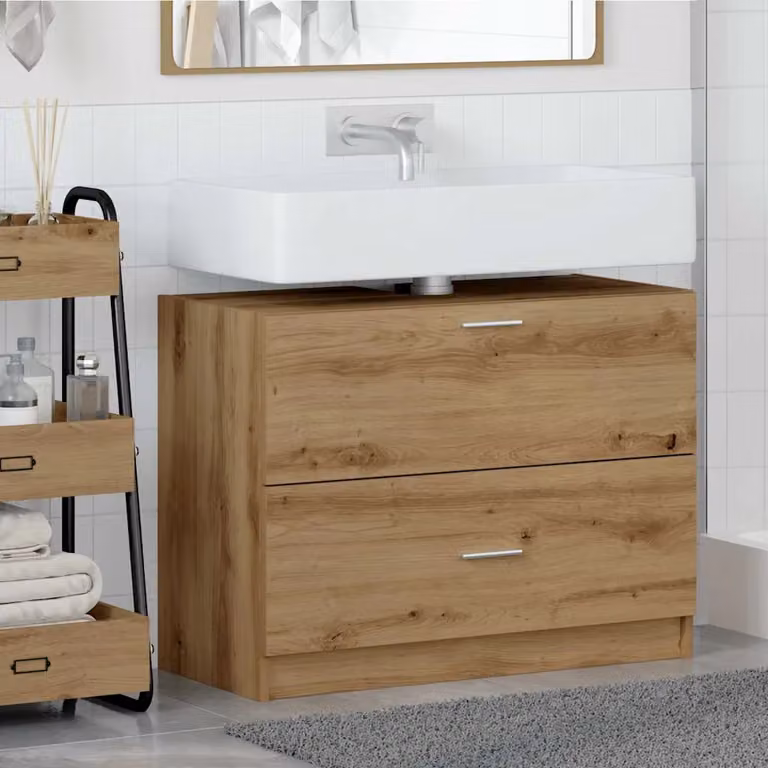 Mobile da bagno vidaXL in rovere con ante e cassetti, L: 78 cm, P: 37 cm, H: 59 cm