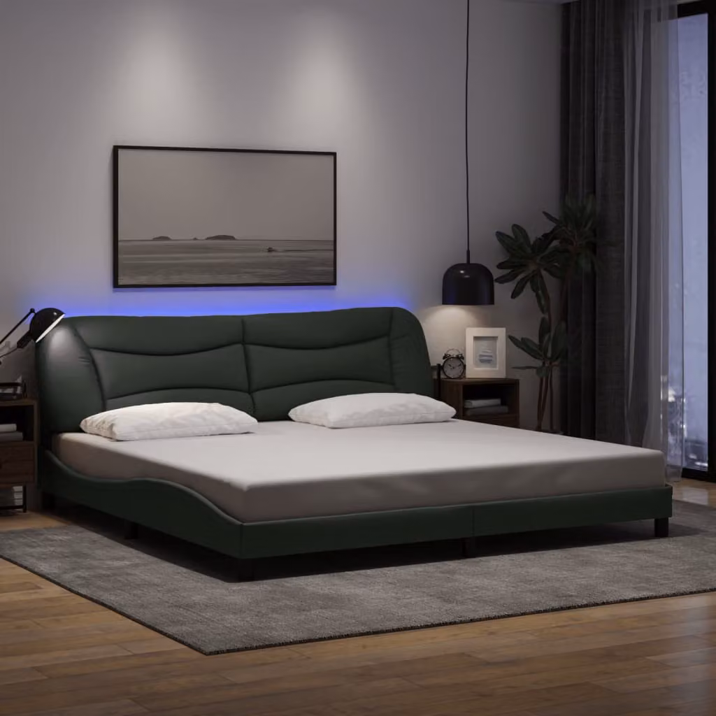 vidaXL Giroletto Hvar con LED e porta USB in tessuto, L 200 x P 200 cm