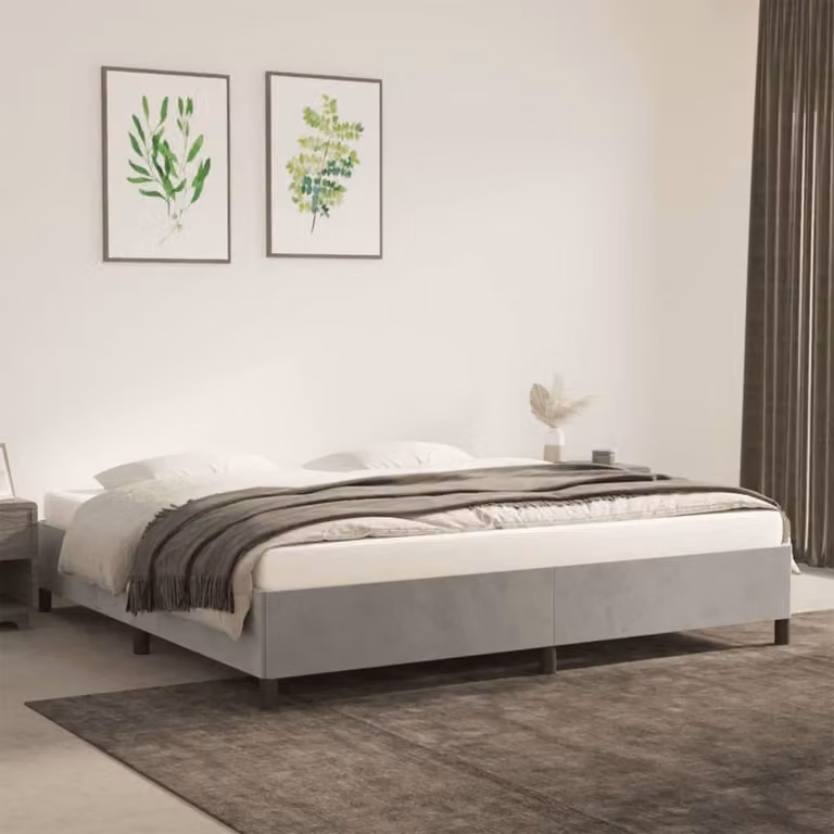 The Living Store Struttura letto grigio chiaro 200x200 cm in velluto
