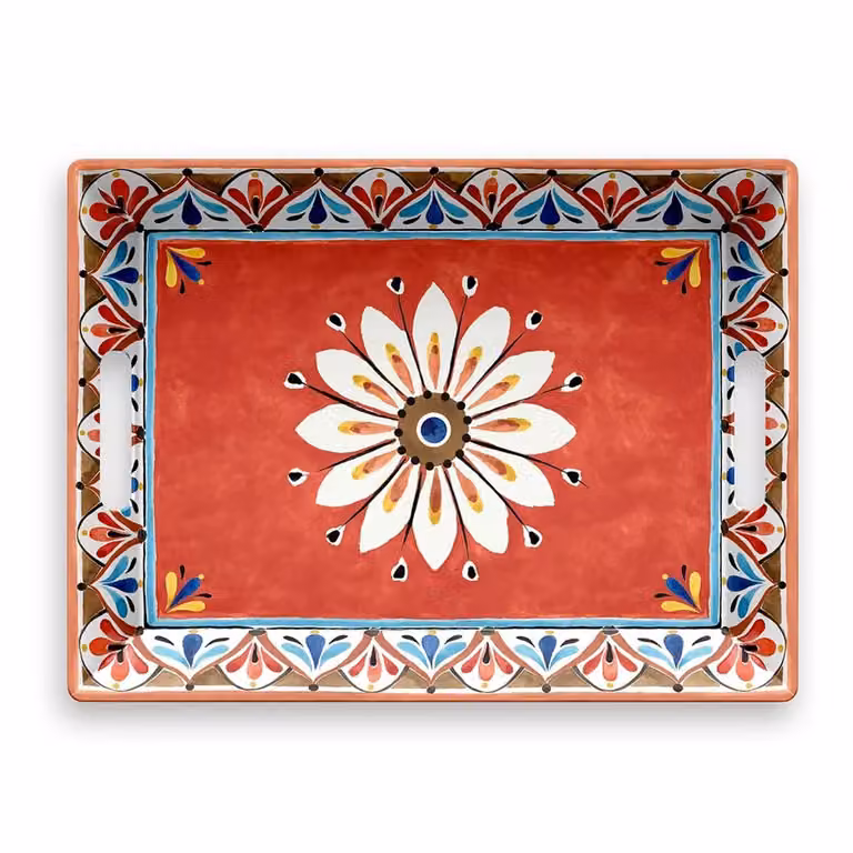 Vassoio rettangolare con maniglie in melamina, Linea Madrid, dim. 50x37cm