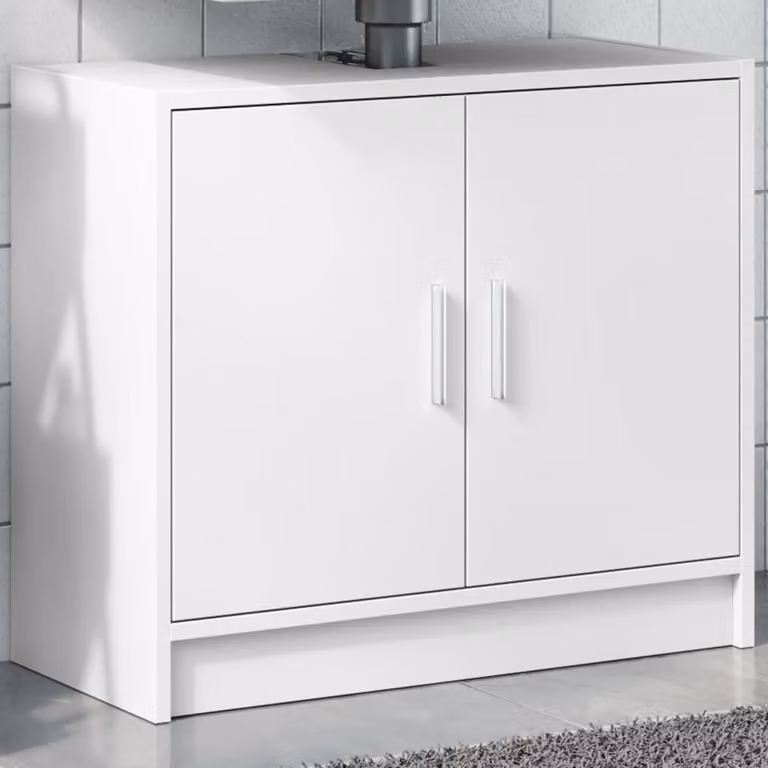 Mobile Lavabo Bianco vidaXL con Ante a Battente in MDF, L/P/H: 63 x 29 x 55 cm