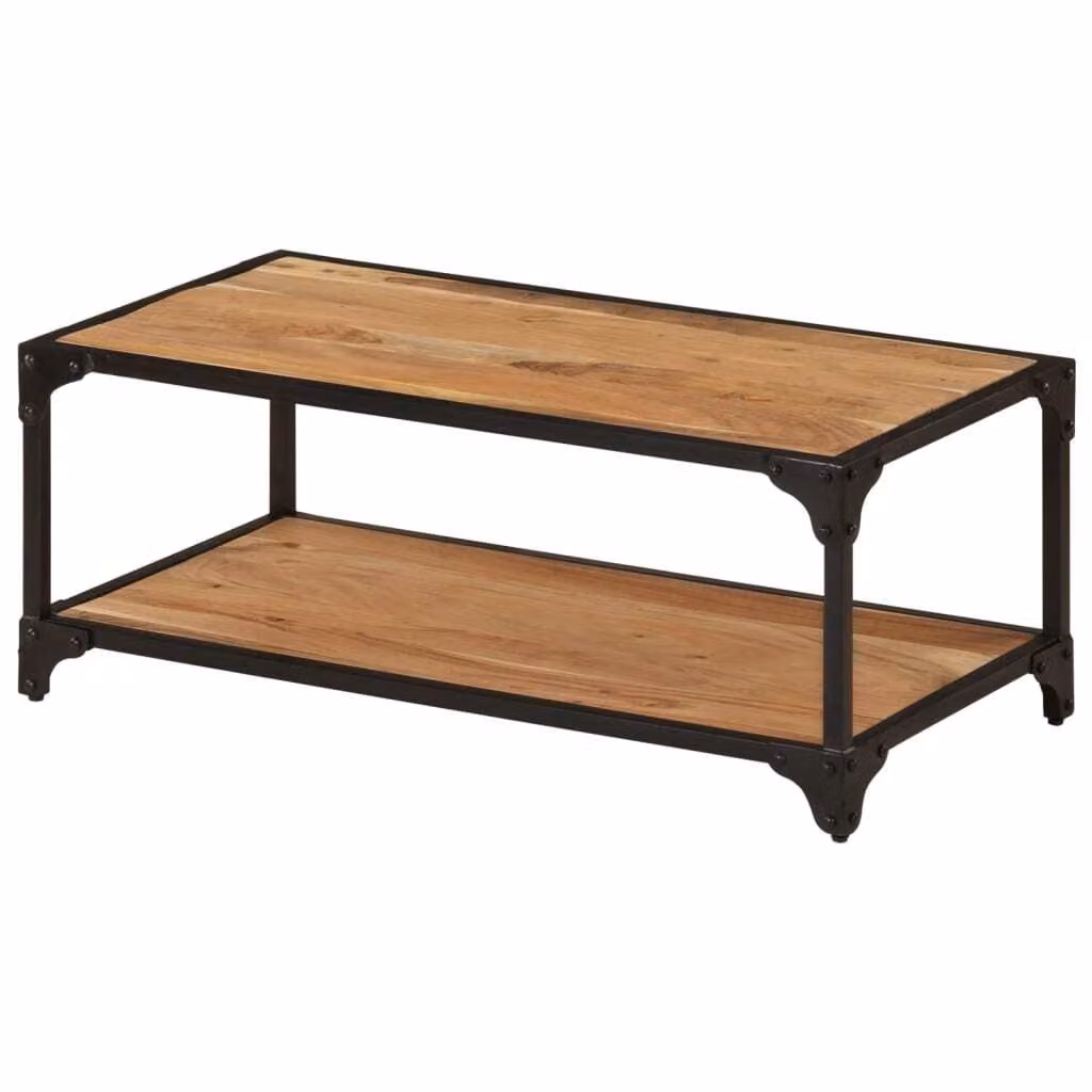 Tavolino The Living Store 90x45x35 cm in legno massiccio di acacia