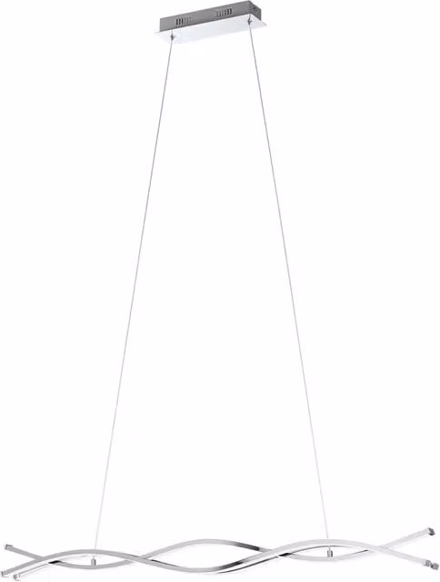Lampadario a sospensione moderno Eglo Lasana 2 in acciaio cromo e bianco con luce LED da 35W e 5300Lm