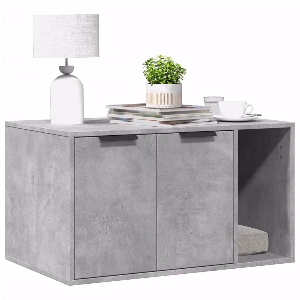 Recinto lettiera per gatti vidaXL in truciolato, colore grigio cemento, L: 60 cm, P: 40 cm, H: 40 cm