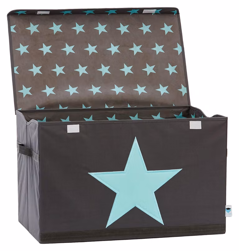 Contenitore di stoccaggio con coperchio, dimensioni 62x38x39 cm, colore grigio, per giocattoli per bambini