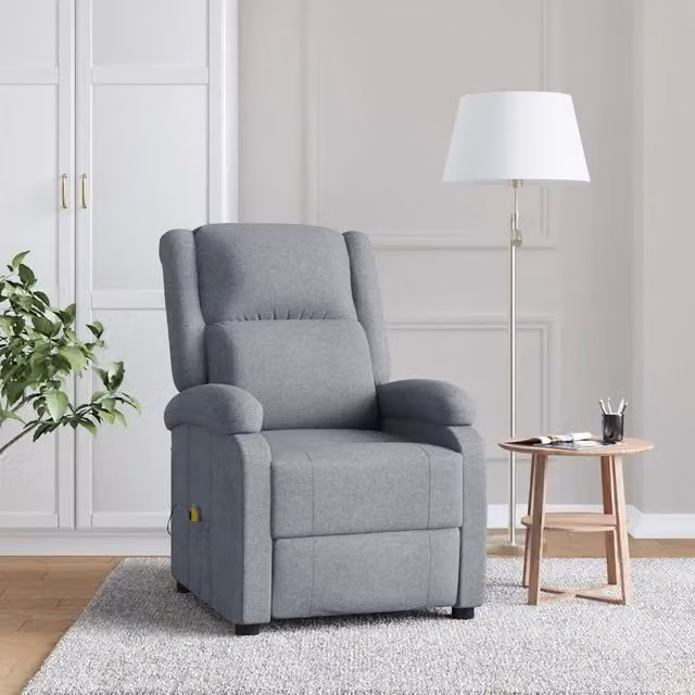 Poltrona Massaggiante in Tessuto Grigio Chiaro 340936