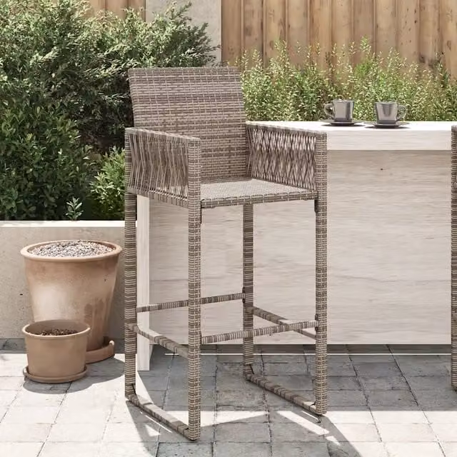 Sgabelli da Bar da Giardino 2 pz in Polyrattan Grigi 368704