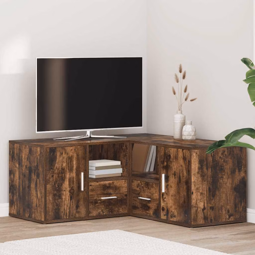 Mobile angolare vidaXL in rovere fumo con ante e ripiani, L 160 x P 40 x H 45 cm