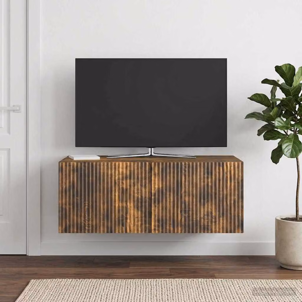 vidaXL Mobile Porta TV da Muro Moderno in Rovere Fumo, L/P/H: 78,5 x 41 x 30 cm