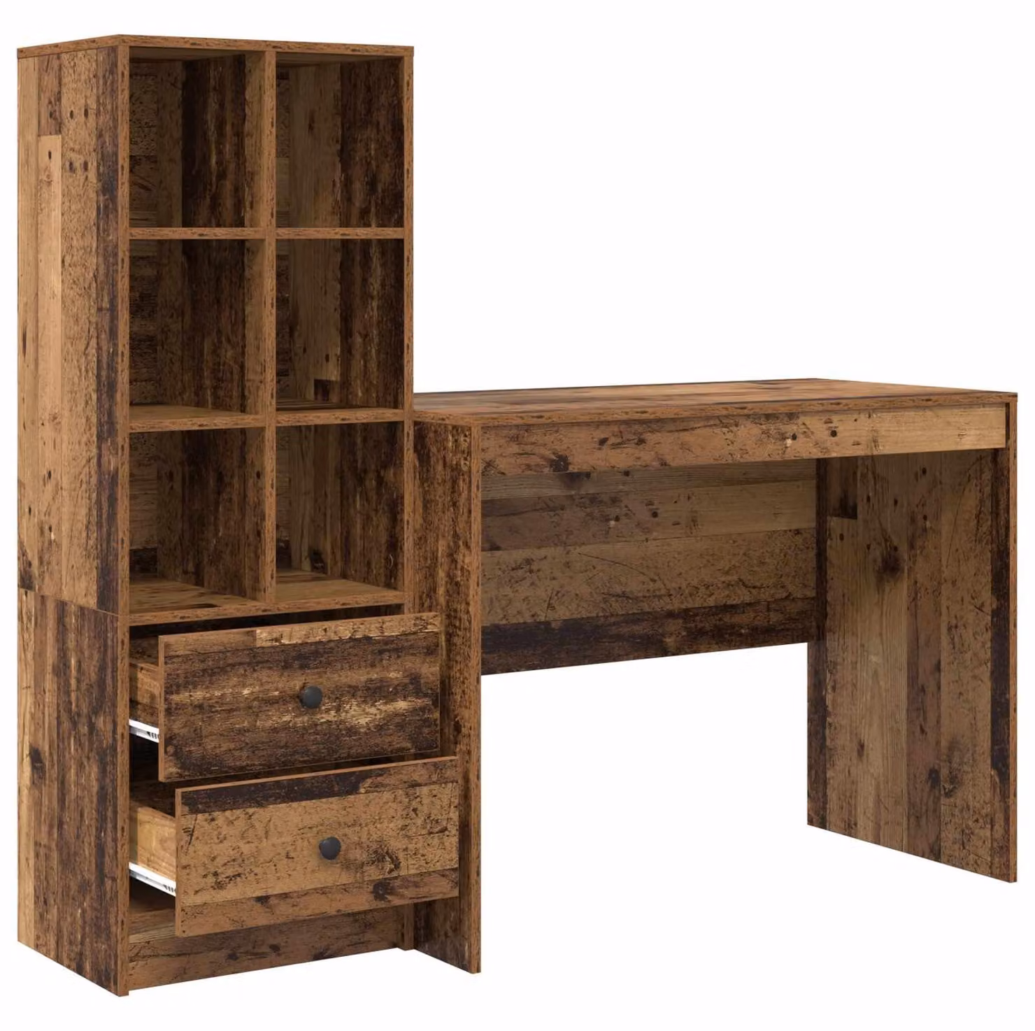 Scrivania con cassetto 2 pcs Legno vecchio