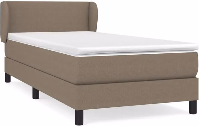 Letto singolo | Letto per adulti | Giroletto a Molle con Materasso Tortora 90x190 cm in Tessuto