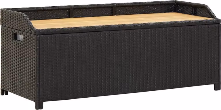Panca da Giardino con Vano Portaoggetti 120 cm Polyrattan Nera
