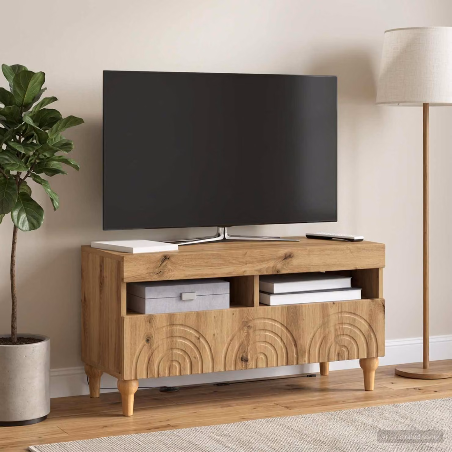 Mobile TV LED vidaXL ALKMAAR in Rovere Artigianale con Illuminazione Integrata e Ruote, L 81 cm x P 35 cm x H 43 cm
