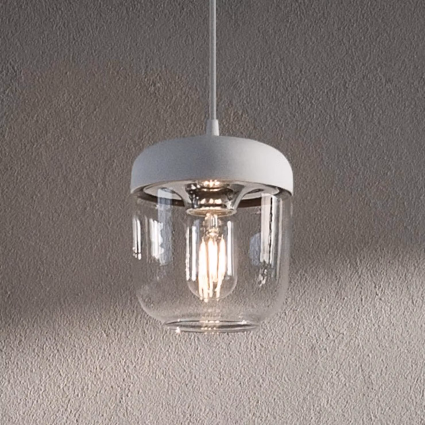 UMAGE Lampada a sospensione Acorn, dimmerabile, Chiaro / Trasparente, Soggiorno / Sala da pranzo, Vetro, Design, Lampada a sospensione