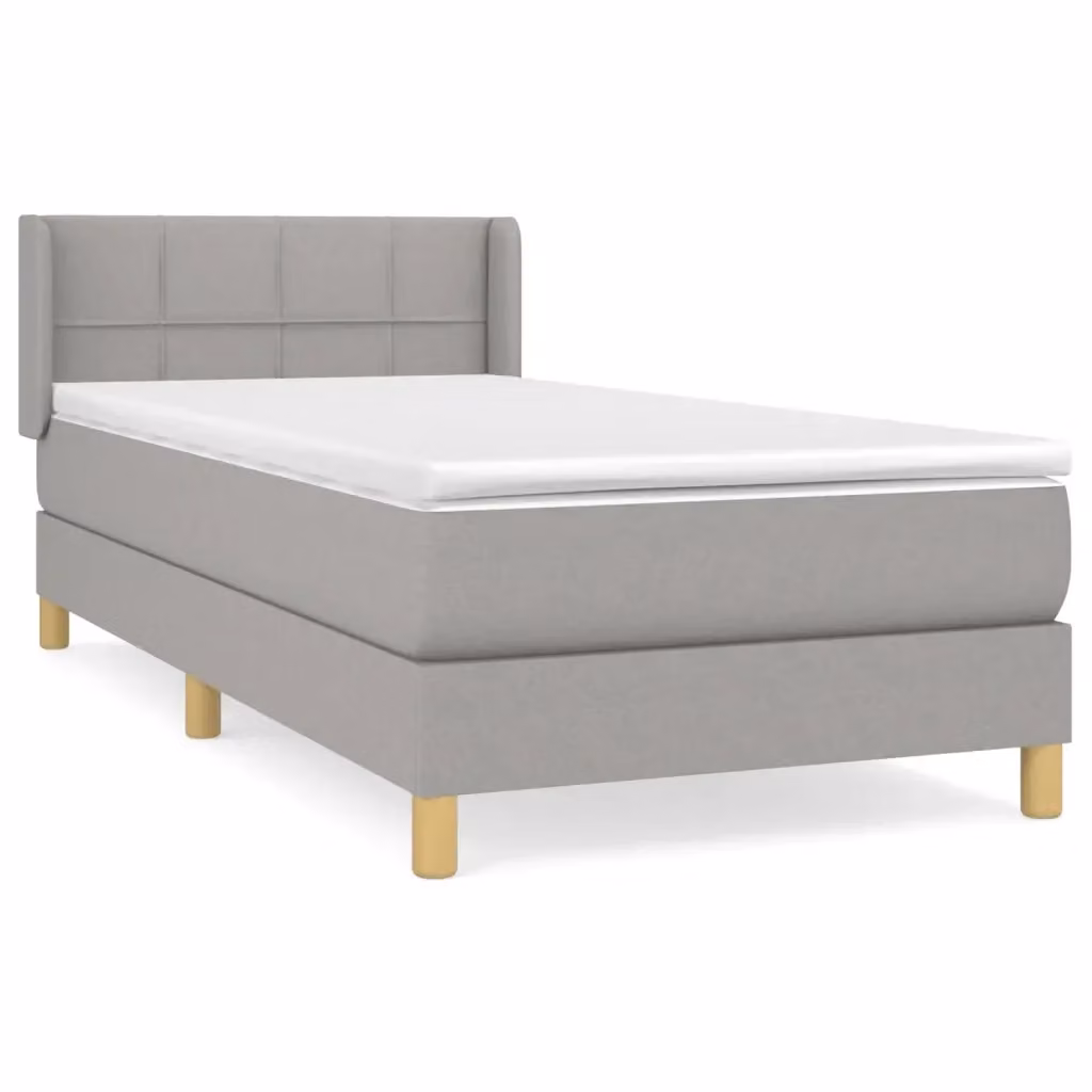 Giroletto a molle con materasso vidaXL in tessuto grigio chiaro e bianco, L/P/H: 100 x 200 x 88 cm – 2