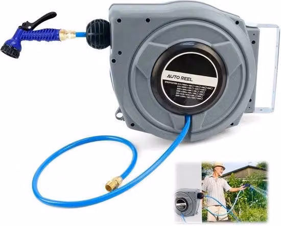 Serpentiera per giardino multifunzione con funzione di avvolgimento automatico - 20 m - versatile e duraturo