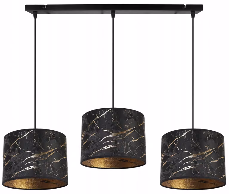 Lampada a sospensione, lampadario, paralume, motivo dorato