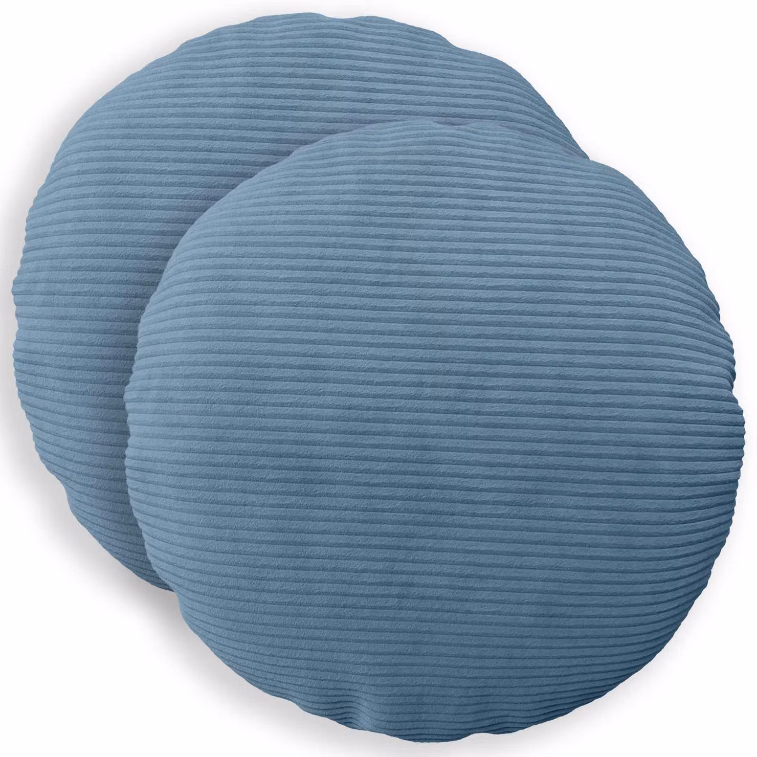 Set di 2 federe rotonde vidaXL HEERLEN in velluto a coste blu, Diametro: 50 cm