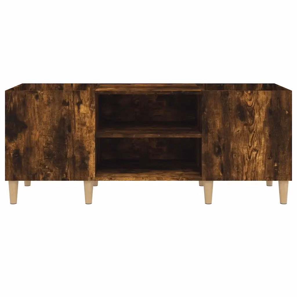 Mobile porta dischi HELLOSHOP26 con vano contenitore in legno composito, finitura rovere affumicato marrone, L: 121 cm, P: 38 cm, H: 48 cm – 2