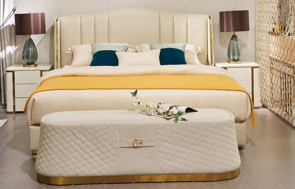 Bett Polsterbett Luxus Schlafzimmer Design Betten Leder Bettgestell
