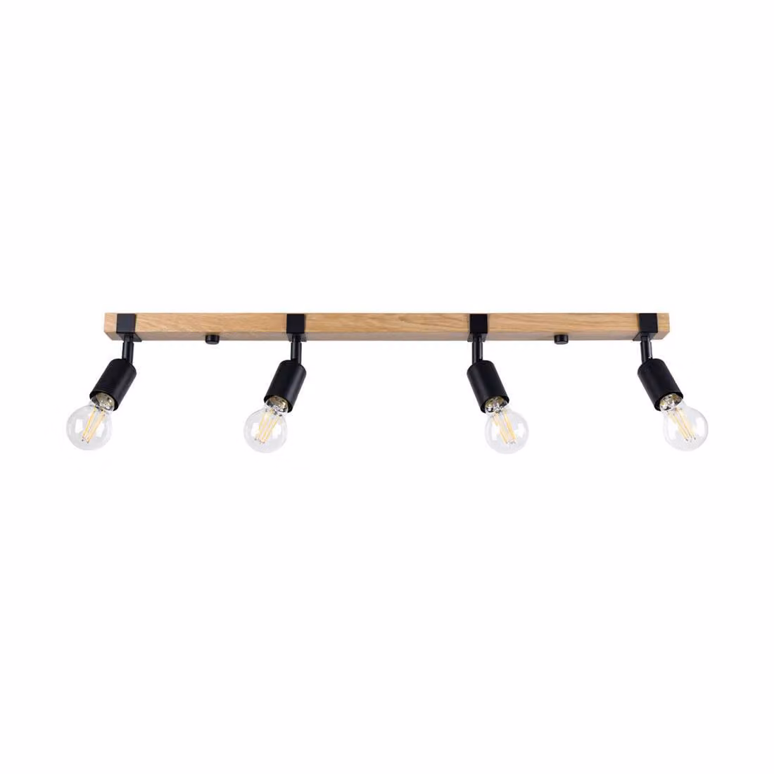Lampada da soffitto ZUCA 4 nero 4xE27 15W acciaio/legno 14x15x89cm Sollux Lighting