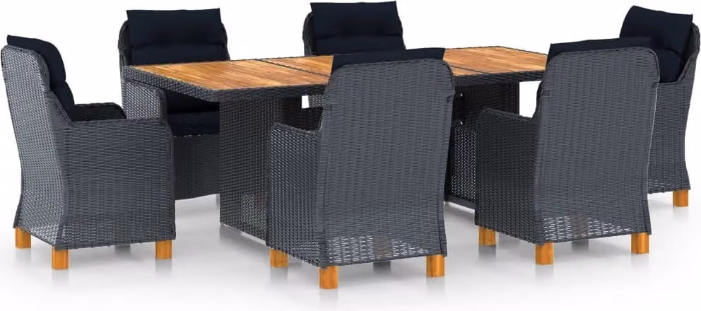 Maison Exclusive - Set da pranzo da giardino da 7 pezzi con cuscini in rattan sintetico grigio scuro