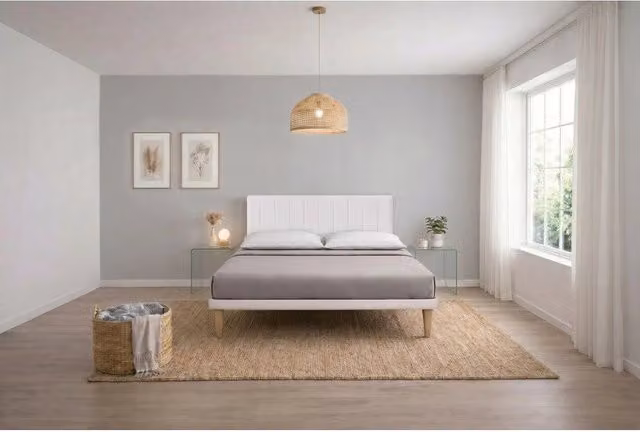 Letto imbottito Matrimoniale 160x200 cm Vertical - Bianco,Similpelle,Con rete