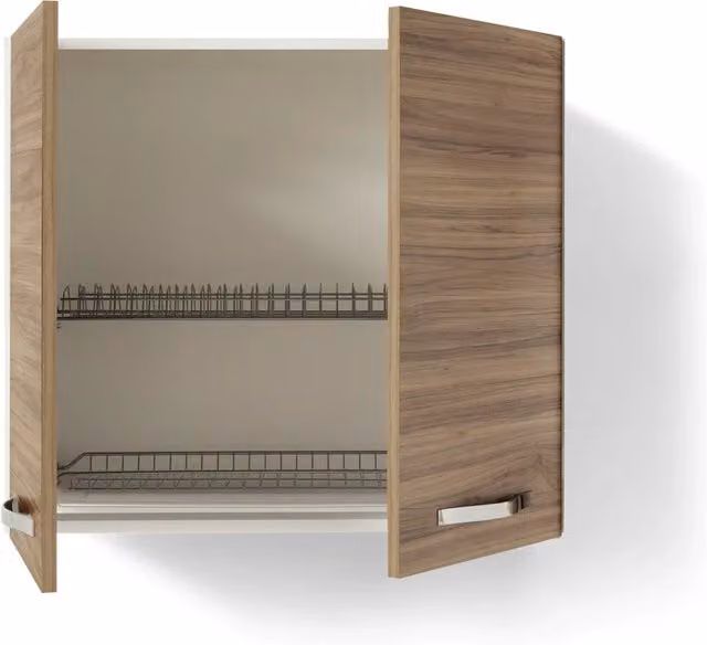 Pensile colapiatti Redokasa per cucina e soggiorno con 2 ante, larghezza: 80 cm, colore marrone opaco