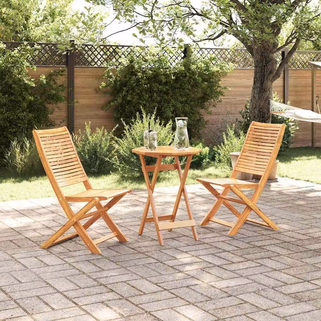 Maison Exclusive - Set da bistrot pieghevole, 3 pezzi, 2 posti, legno massello di acacia, colore marrone