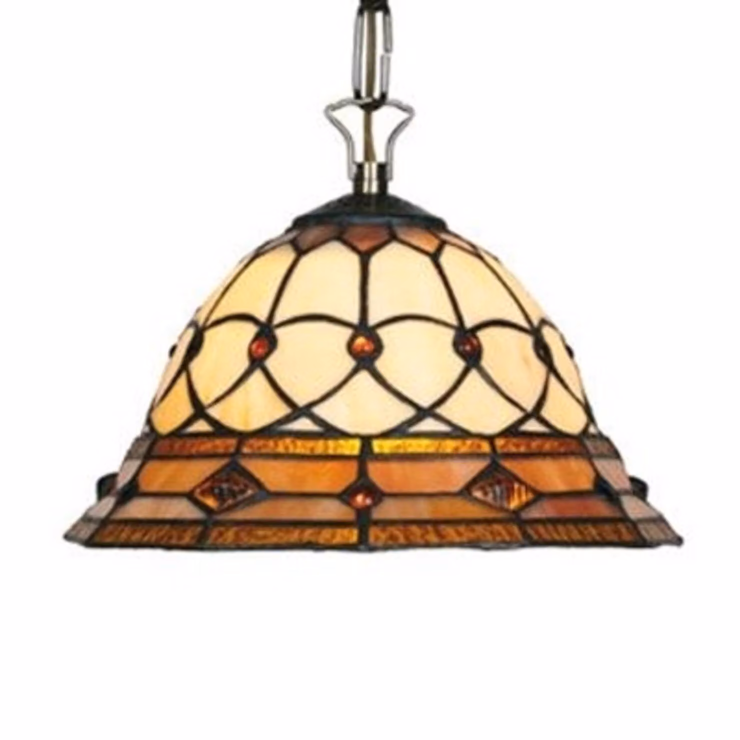 Artistar Lampada a sospensione Tiffany ANTHEA, dimmerabile, Marrone / Ruggine, Soggiorno / Sala da pranzo, Metallo, Tiffany, Lampada a sospensione