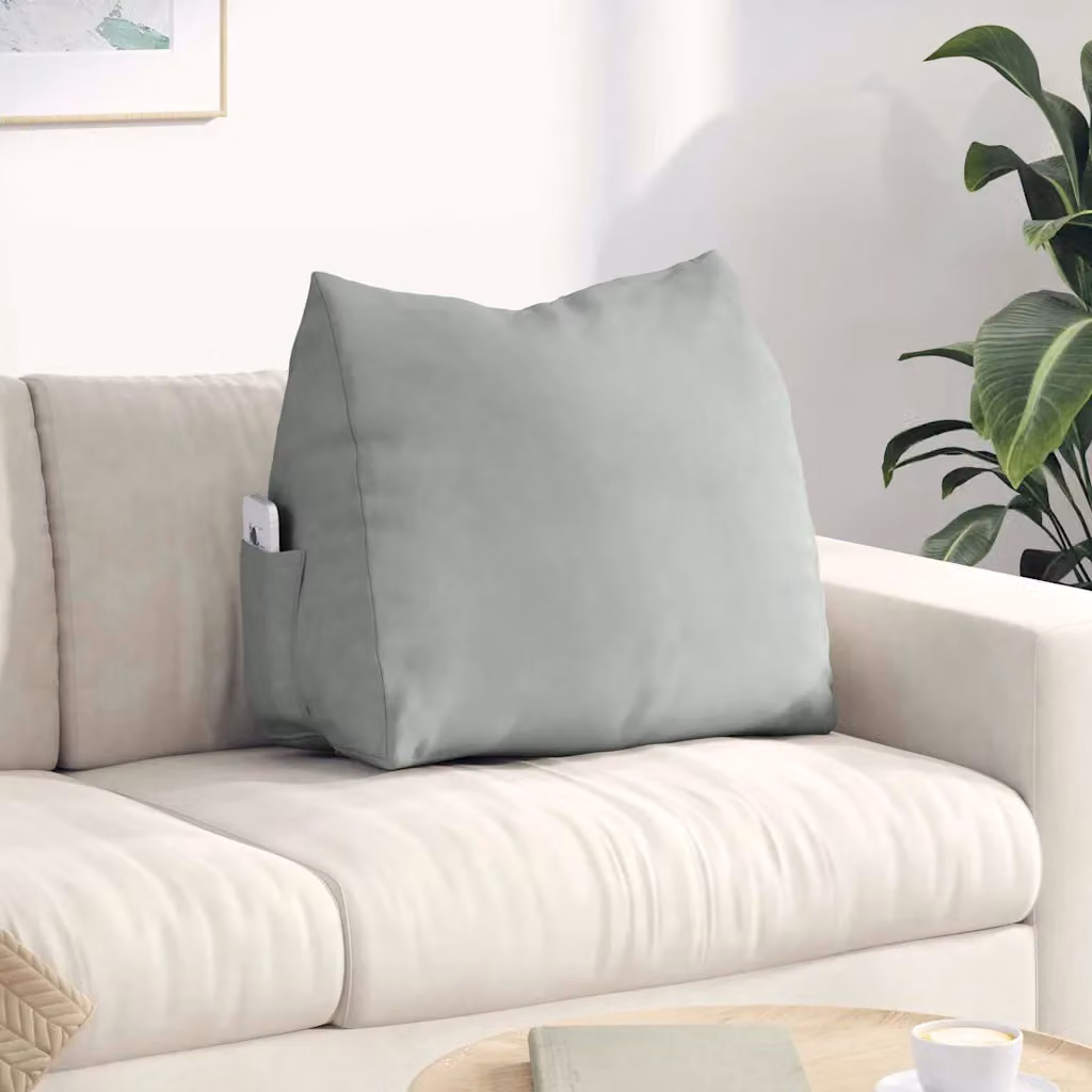 vidaXL Cuscino a Cuneo in Velluto a Costine Grigio con Rivestimento Rimovibile L: 60 cm, P: 20 cm, H: 50 cm