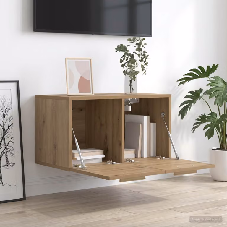 Armadietto a muro vidaXL in legno marrone con ante a battente e ripiani interni L: 60 cm, P: 36,5 cm, H: 35 cm