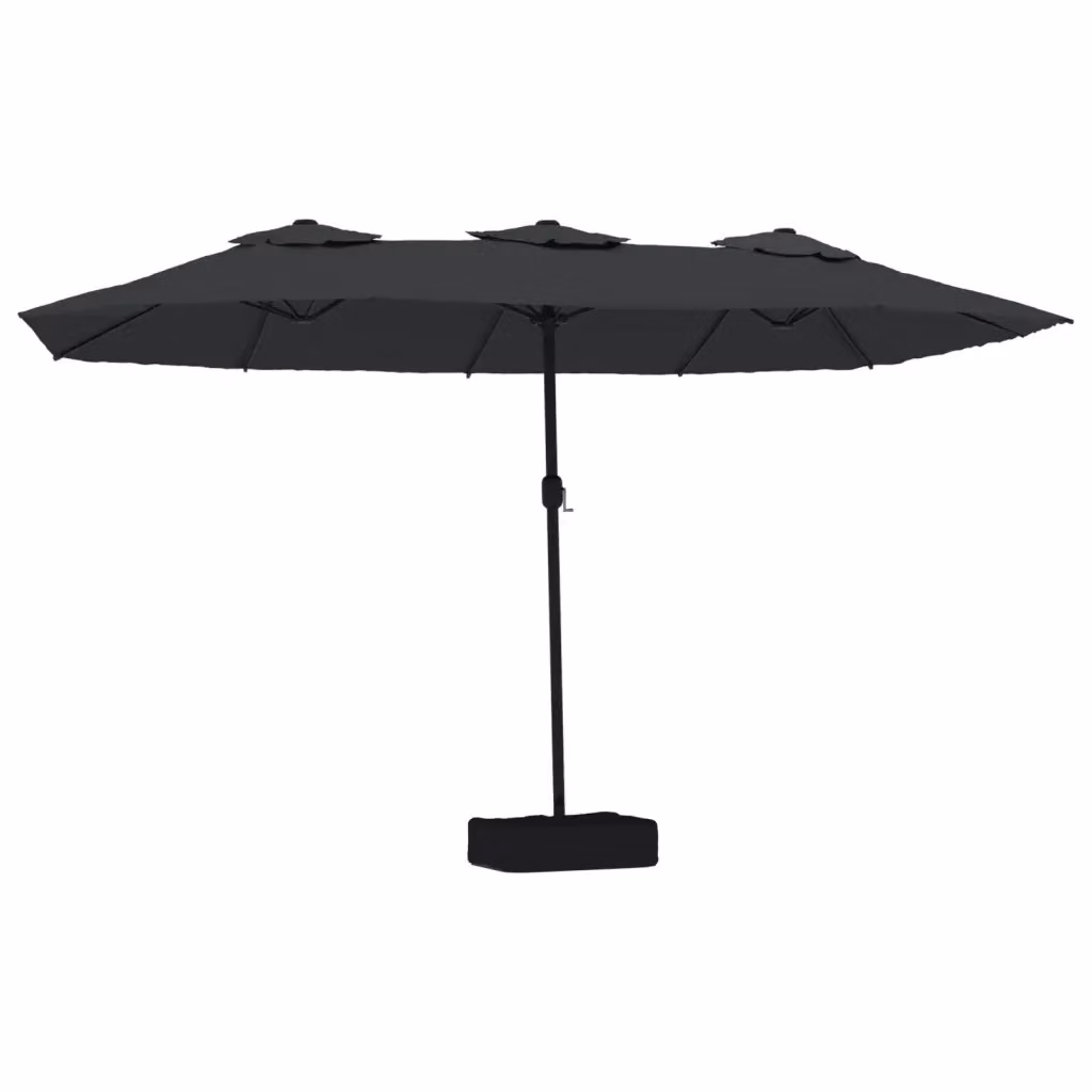 Ombrellone a Doppia Testa con LED Videx Nero e Grigio in Poliestere e Acciaio L: 449 cm, P: 265 cm – 2