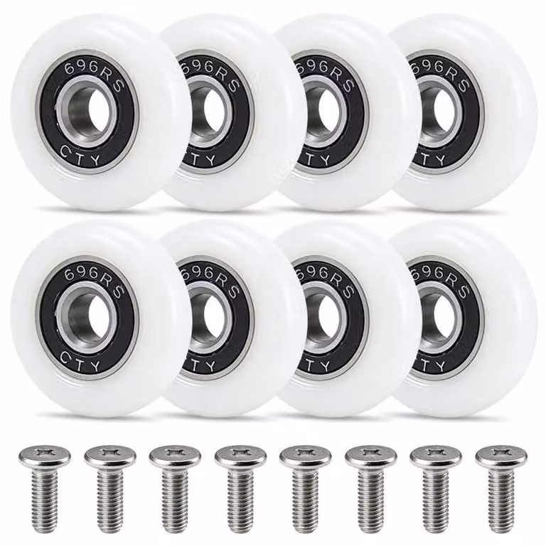 Rulli per doccia da 23 mm, confezione da 8 pezzi, ricambio per porte scorrevoli, superficie liscia, colore nero