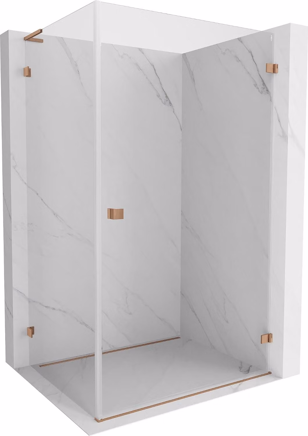 Mexen Lunar-B L cabina doccia battente destra 90 x 80 cm, trasparente, rame spazzolato - 832L-090-080-65-00-P
