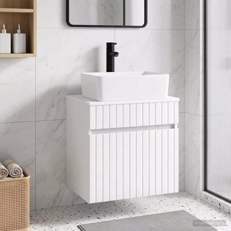 Mobile lavabo da parete vidaXL Bianco Lucido L: 49 cm, P: 41 cm, H: 63 cm