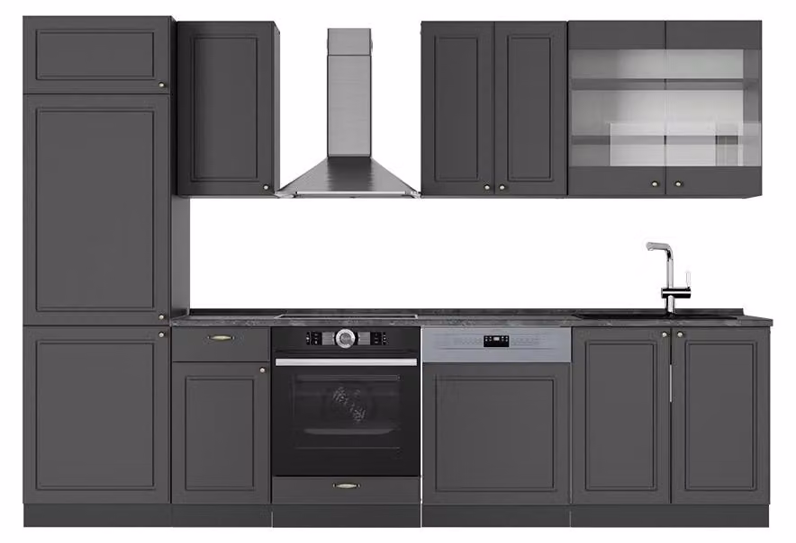 Cucina componibile Vicco Fame-Line Antracite-oro rustico 300 cm senza piano di lavoro, Model 56735