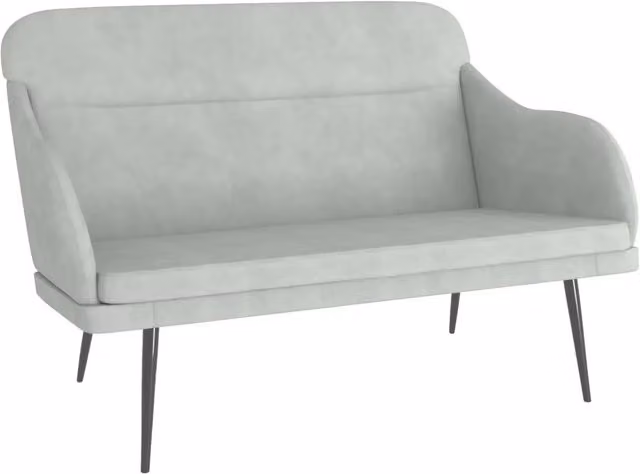 Panca in velluto grigio chiaro con braccioli DESIGN IN L: 110 cm, P: 76 cm, H: 80 cm – 1