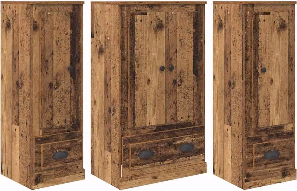 Credenza con cassetto 3 pcs Legno vecchio Legno multistrato