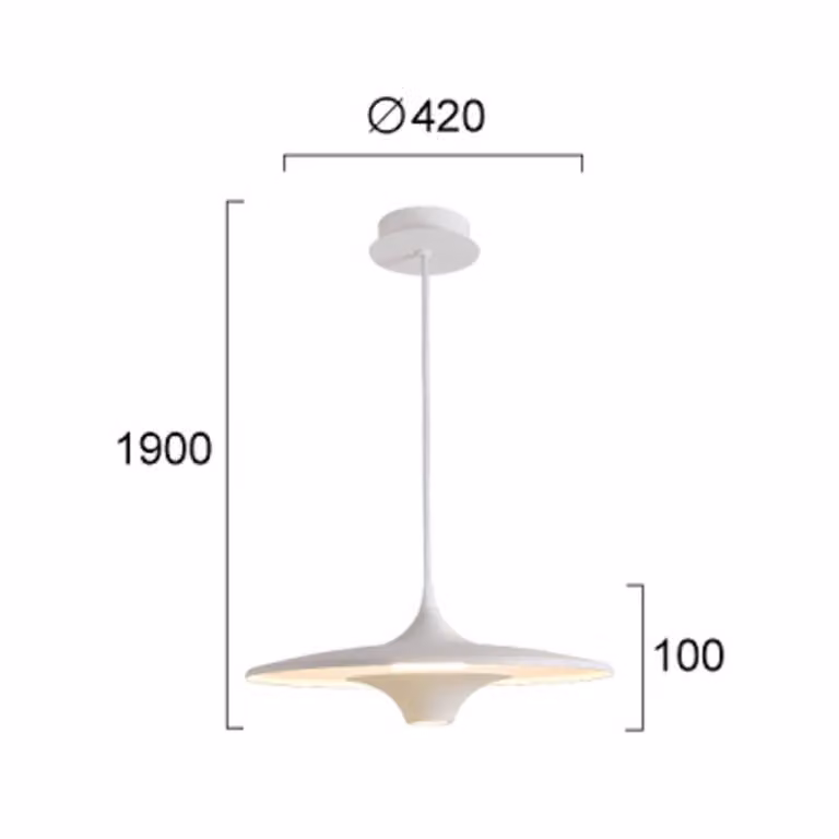 Viokef Lampada LED a sospensione Rene, bianca, Ø 42 cm, metallo Rene, Bianco / Opale, Soggiorno / Sala da pranzo, Metallo, Moderno