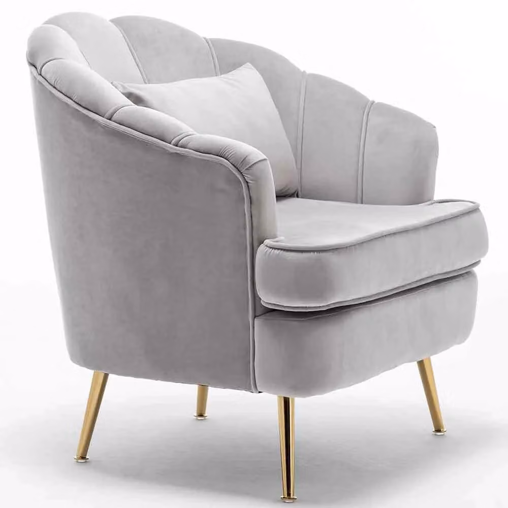 Poltrona Relax Bakaji con Braccioli in Tessuto e Metallo, Design Moderno Grigio e Oro – 2