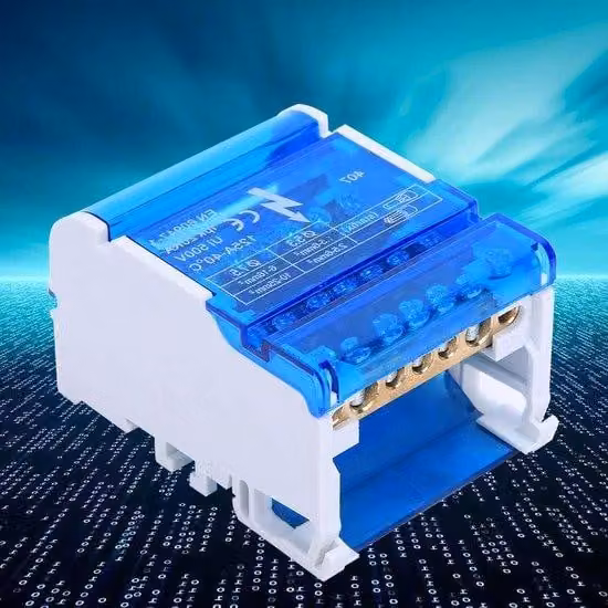 Splitter semplice a 4 poli, 4 livelli, su guida DIN, monofase, trasparente
