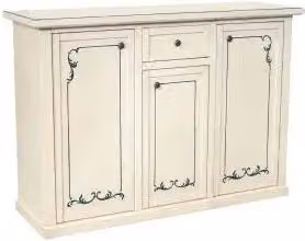 Credenza madia buffet in legno Shabby chic bianco anticato decorato provenzale