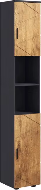 Colonna bagno Xylo con 2 ante e 2 nicchie con ripiani regolabili in legno rovere grigio scuro L/P/H: 30 x 30 x 183 cm