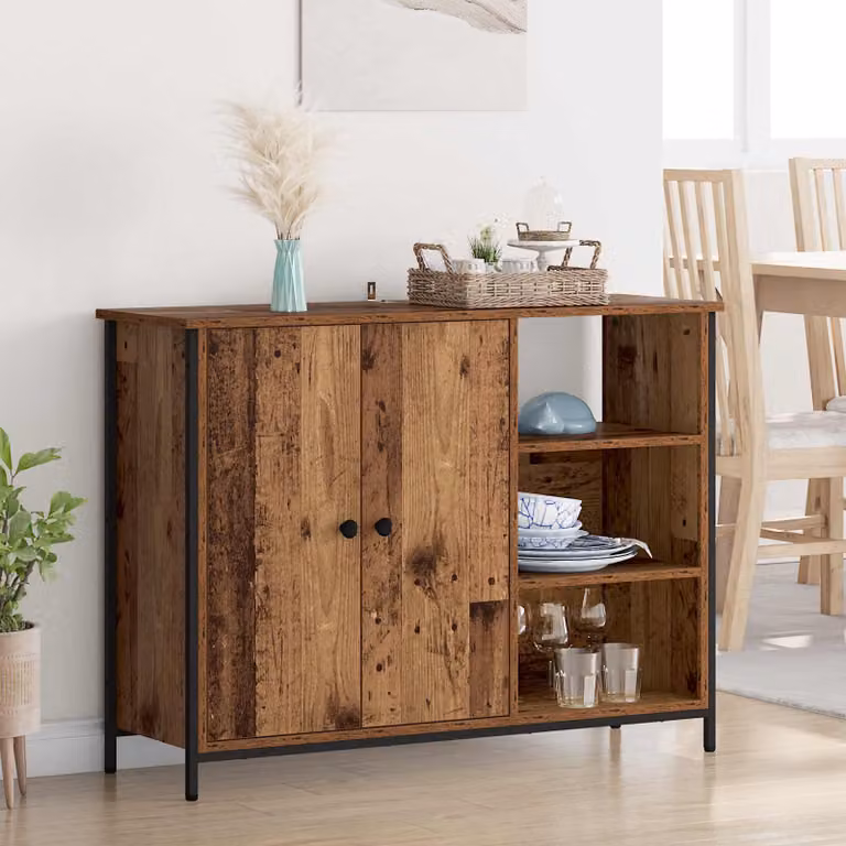 Credenza moderna vidaXL in legno ingegnerizzato color marrone L: 100 cm, P: 33 cm, H: 75 cm