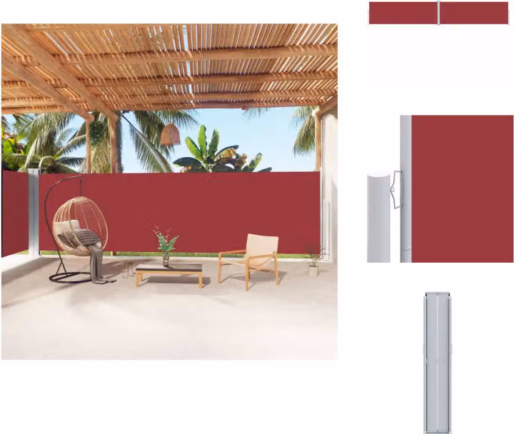 vidaXL Tenda laterale estensibile rossa 180x1000 cm - Ombrelloni e tende da sole