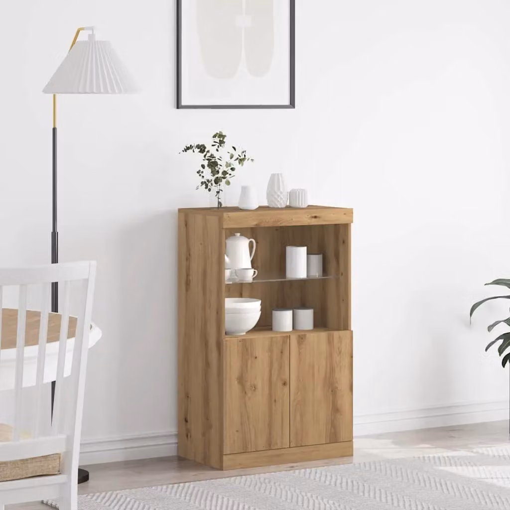 Madia moderna vidaXL con illuminazione LED integrata in legno ingegnerizzato marrone L: 60 cm, P: 37 cm, H: 100 cm